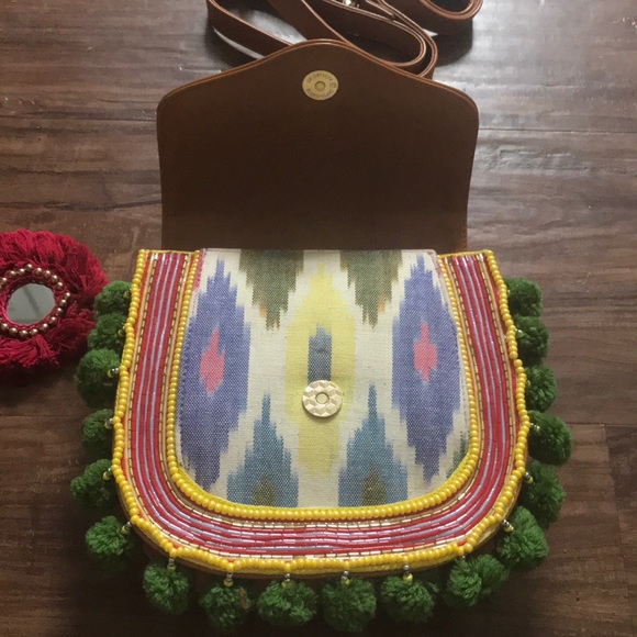 Anthropologie Faux Leather Beaded Bag - Picture 3 of 5